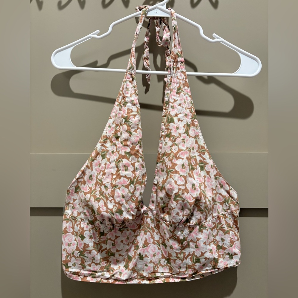 Abound Floral Halter Crop Top - Picture 2 of 3
